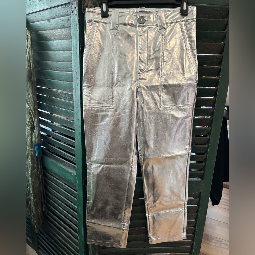 Fashion Brand Company NWT Silver Faux Leather Trousers size M